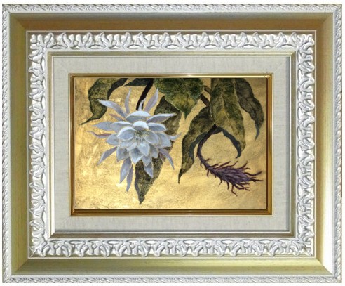 黄金背景 月下美人 TM 油彩　岡本弥生